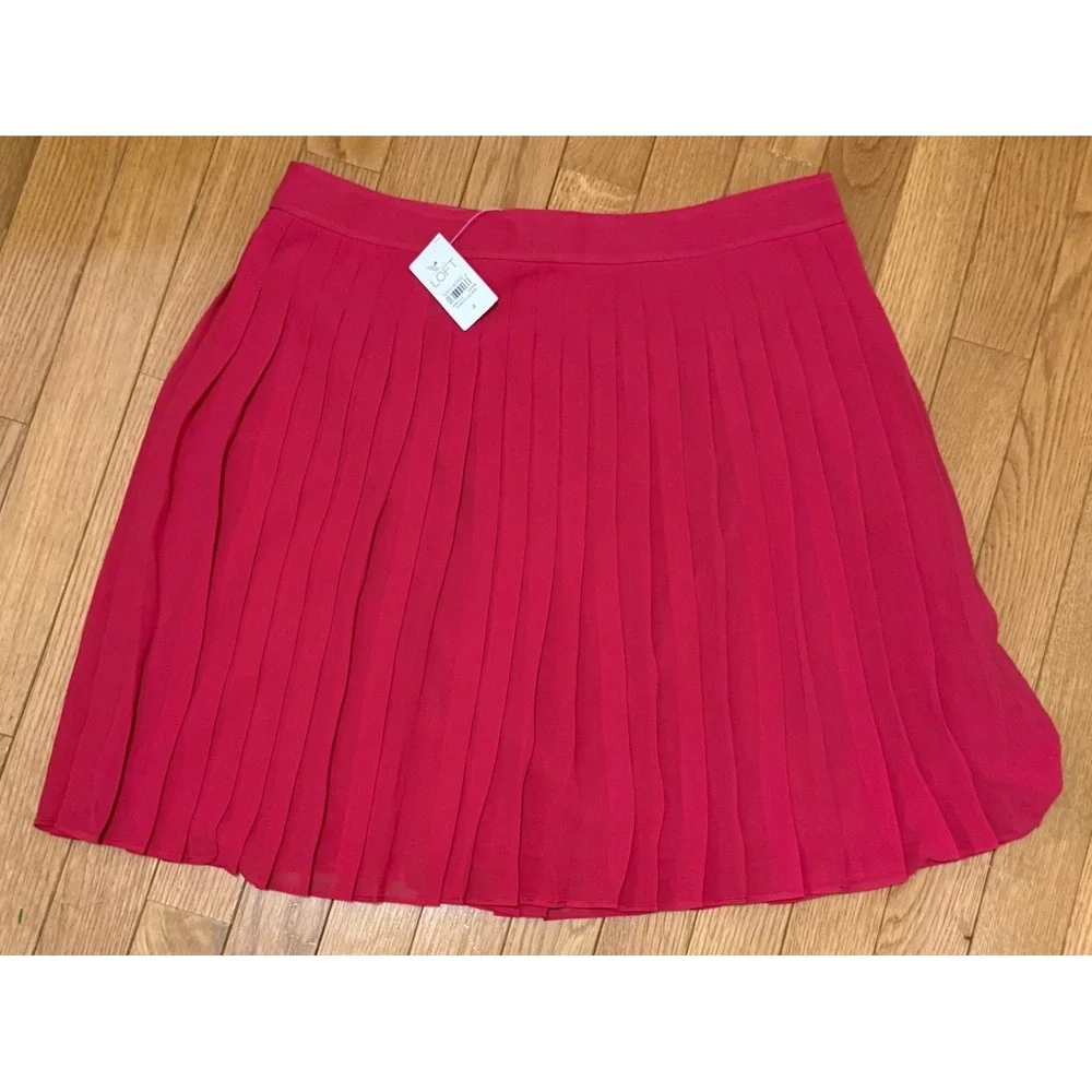 Ann Taylor LOFT Red Pleated Mini Skirt Size 4 New With‎ Tags 12669066